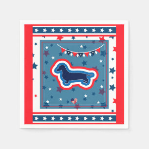 Serviette En Papier Dachshund Patriotique Rouge Blanc Bleu 4 Juillet