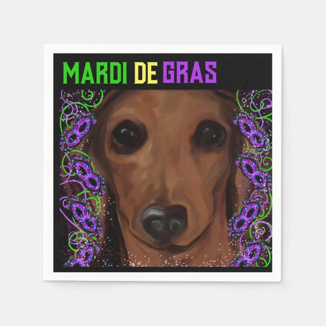 Serviette En Papier Dachshund Rouge         (Devant)