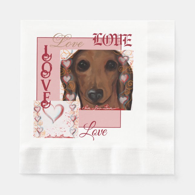 Serviette En Papier Dachshund Rouge      (Devant)