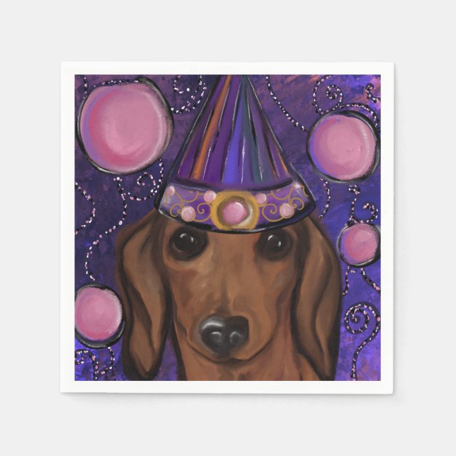 Serviette En Papier Dachshund Rouge         (Devant)