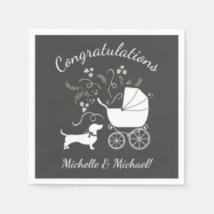 Serviette En Papier Dachshund Weiner Baby shower chien genre neutre