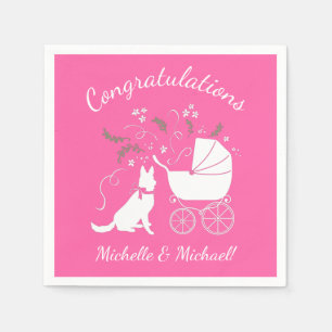 Serviette En Papier Dachshund Wiener Dog Baby shower fille rose