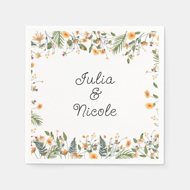 Serviette En Papier Daffodiles botaniques Daisy Peony Flowers Mariage (Devant)