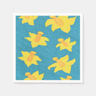 Serviette En Papier Daffodiles sur papier Arrière - plan bleu serviet