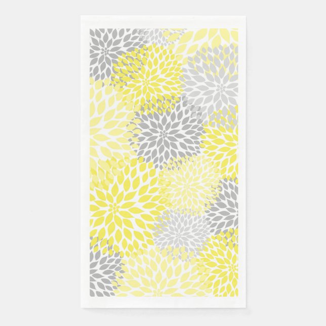 Serviette En Papier Dahlia Bouquet - gris jaune (Devant)