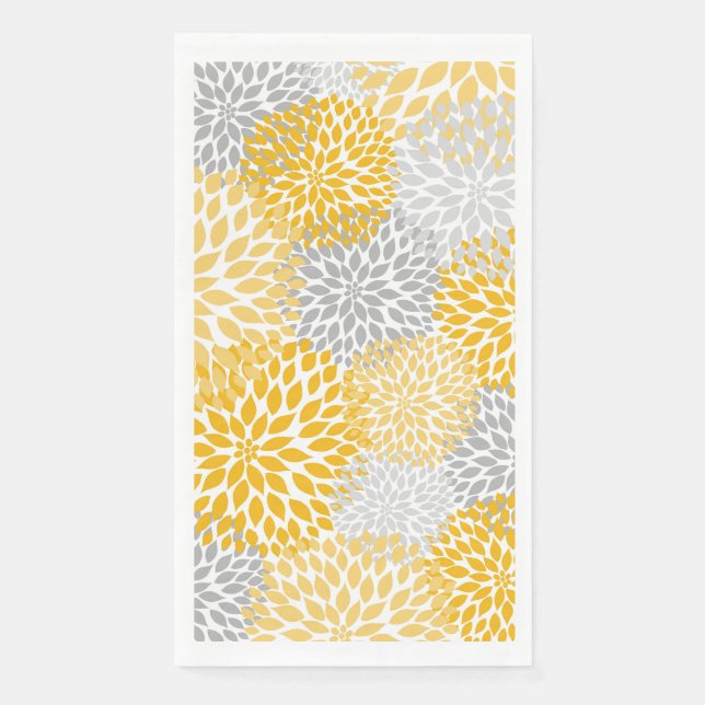 Serviette En Papier Dahlia Bouquet - Papier jaune moutarde serviettes  (Devant)