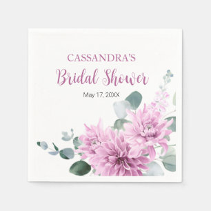 Serviette En Papier Dahlia Pourpre Eucalyptus Plante Verte Baby Shower