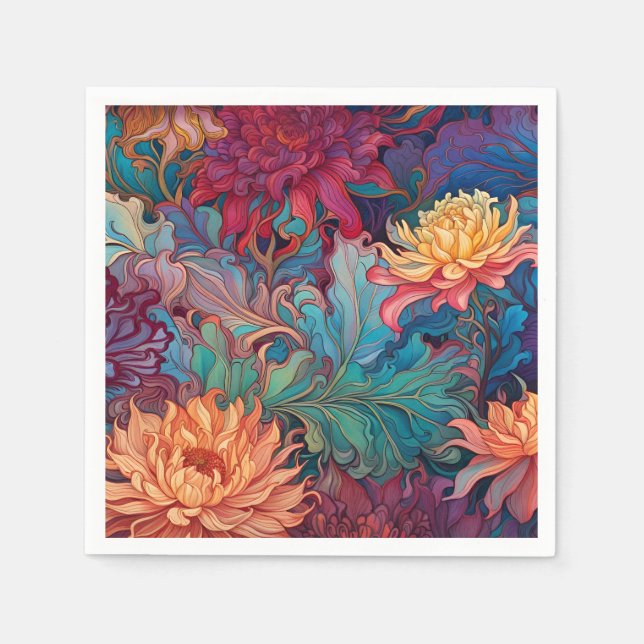 Serviette En Papier Dahlia Tapisserie florale (Devant)