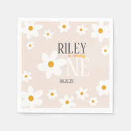 Serviette En Papier Daisy 1er anniversaire Napkin