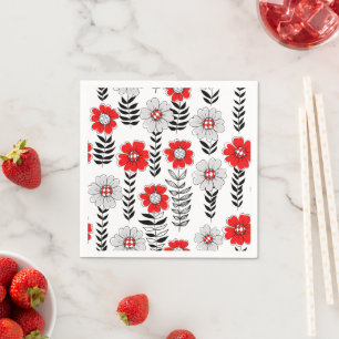 Serviette En Papier Daisy dooda en rouge et noir