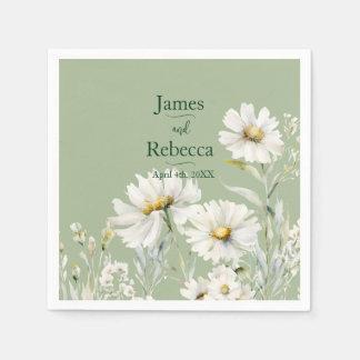 Serviette En Papier Daisy Earthy Sage & Botanical Greenery Wedding