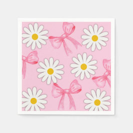 Serviette En Papier Daisy Flower and Bow Napkin