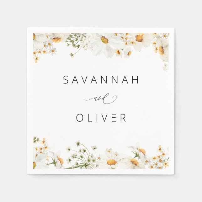 Serviette En Papier Daisy Nom floral ou serviettes Monogram (Devant)