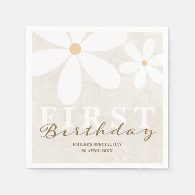 Serviette En Papier Daisy Premier anniversaire Fête à thème (Devant)