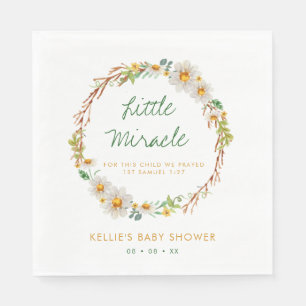 Serviette En Papier Daisy Wreath Little Miracle Baby shower Scripture