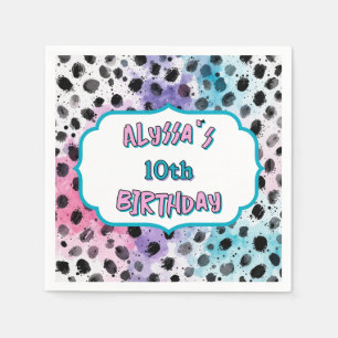 Serviette En Papier Dalmatie Spots Pastel Aquarelle Anniversaire