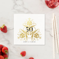Damas blanc & or personnalisé 50e anniversaire
