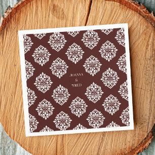 Serviette En Papier Damask Ambience en acajou Mariage classique rouge