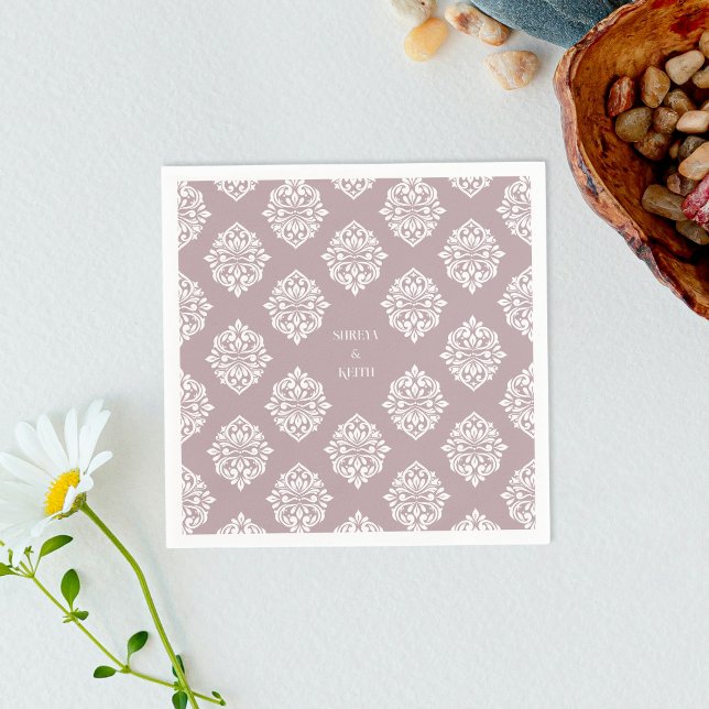 Serviette En Papier Damask Ambience Pale Rose Élégant Mariage serviett (Créateur téléchargé)