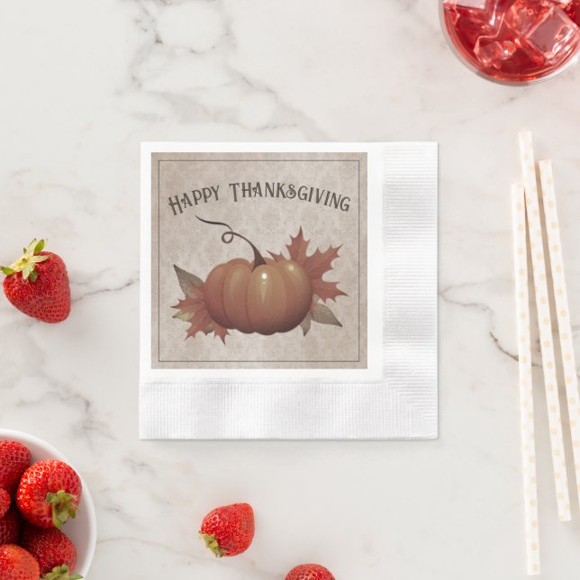Serviette En Papier Damask, Citrouille de Thanksgiving (En situation)