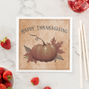 Serviette En Papier Damask, Citrouille de Thanksgiving   Orange