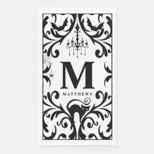 Serviette En Papier Damask Glam Monogramme Halloween