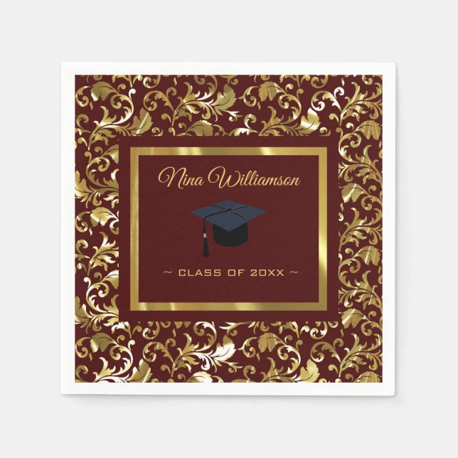 Serviette En Papier Damask Or Et Casquette (Devant)