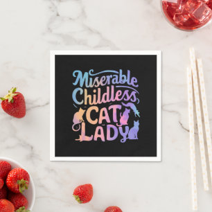 Serviette En Papier Dame de chat misérable sans enfants