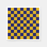 Damier bleu marine et jaune moutarde