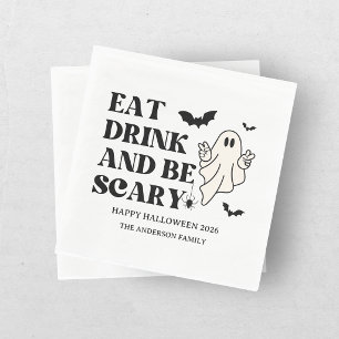 Serviette En Papier Damier Rétro Spooktacular Halloween