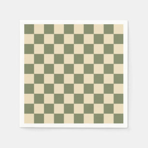 Serviette En Papier Damier vert et beige clair