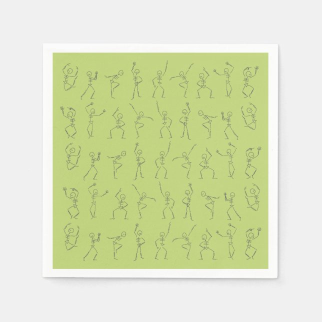 Serviette En Papier Dancing Halloween Squelette - vert (Devant)
