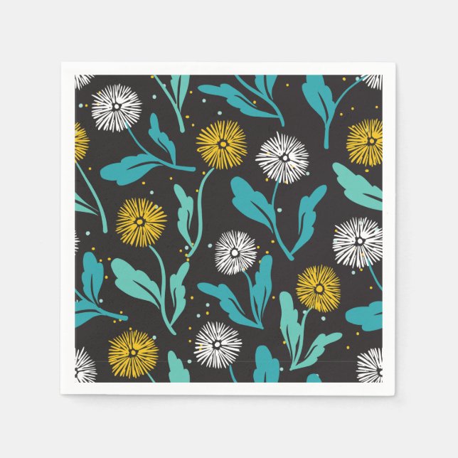 Serviette En Papier Dandelion de printemps Fleurs et design Feuille (Devant)