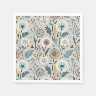 Serviette En Papier Dandelion Whimsical & Floral Folal Art sans coutur