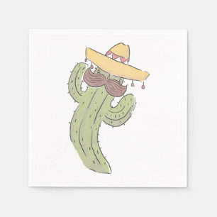 Serviette En Papier Danser Cactus avec Moustache à Sombrero