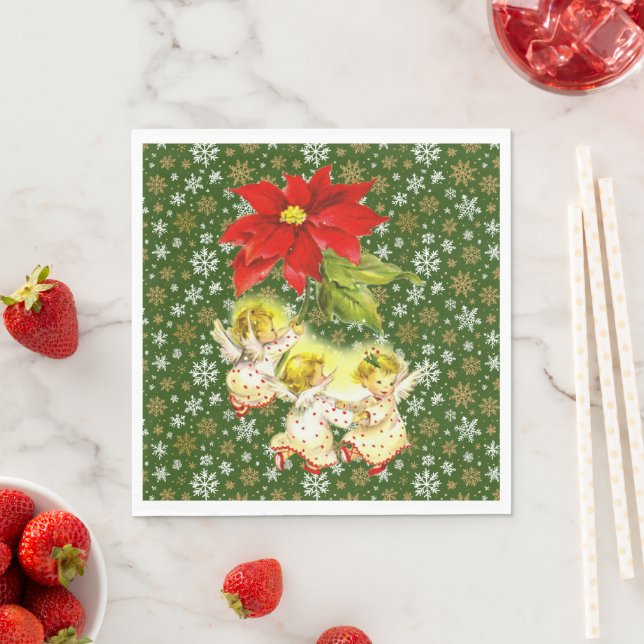 Serviette En Papier Danser des anges bébé avec des flocons de neige (En situation)