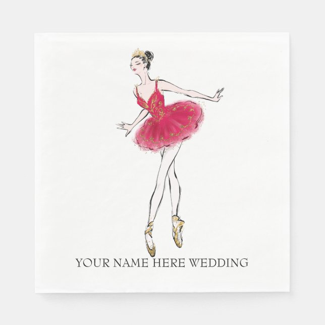 Serviette En Papier Danseur de ballet de craquelette d'aquarelle (Devant)
