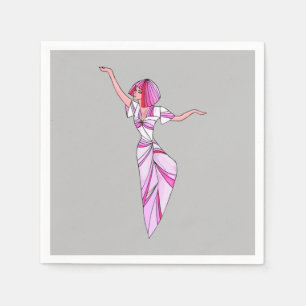 Serviette En Papier Danseur rose funky fille avec cheveux roses