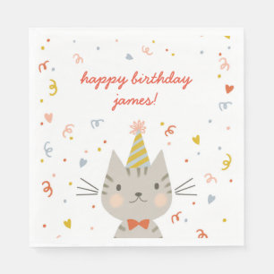 Serviette En Papier Dapper Kitty fête d'anniversaire