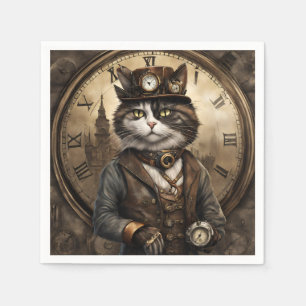 Serviette En Papier Dapper Steampunk Calico Cat