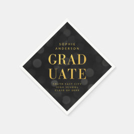 Serviette En Papier Dark Bokeh Lumières Faux Gold Graduate