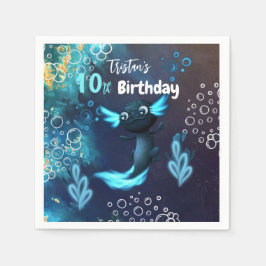 Serviette En Papier Dark Neon Axolotl Anniversaire