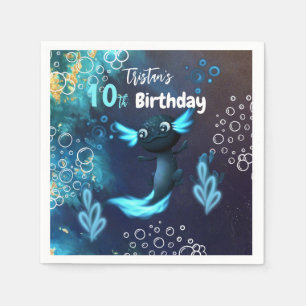 Serviette En Papier Dark Neon Axolotl Anniversaire