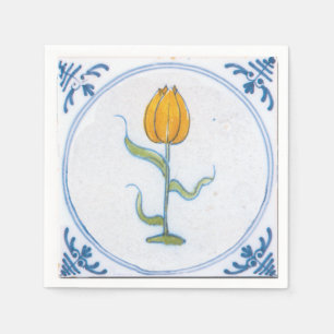 Serviette en papier d'art de tulipe jaune blanc bl