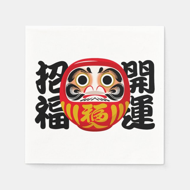 Serviette En Papier Daruma pour bonne chance et bonheur (Devant)