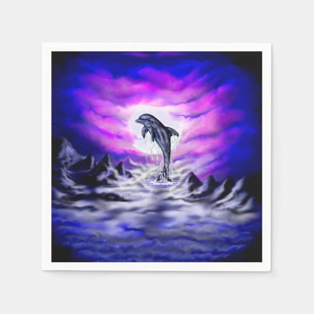 Serviette En Papier Dauphin clair de lune (Devant)