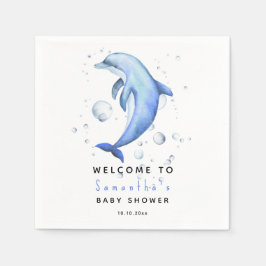 Serviette En Papier Dauphin d'aquarelle BIENVENUE AU baby shower
