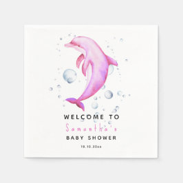 Serviette En Papier Dauphin d'aquarelle BIENVENUE AU baby shower