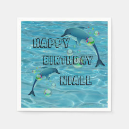 Serviette En Papier Dauphin et bulles amusants Anniversaire personnali