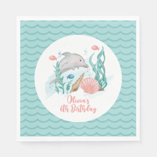 Serviette En Papier Dauphin sous la mer Anniversaire